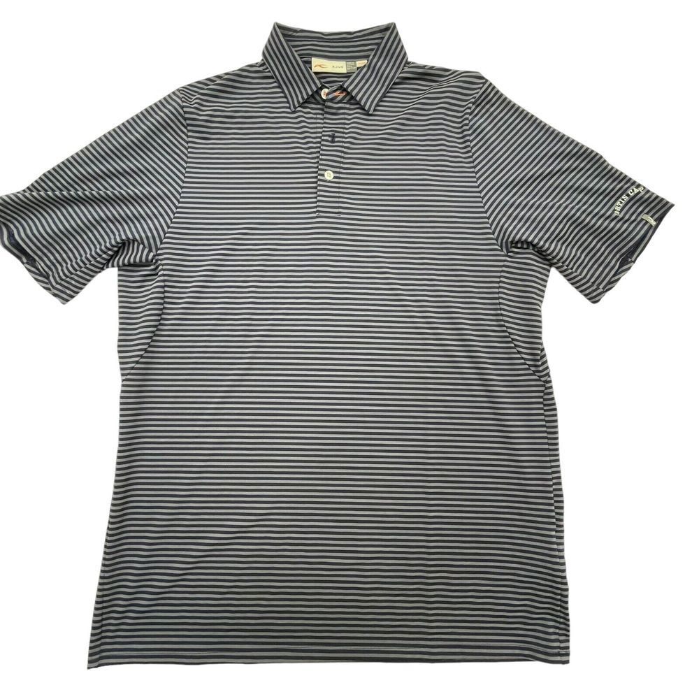 KJUS Polo Shirt Mens EUR 52 Large Blue Striped Short Sleeve Golf Performance UPF
